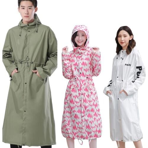 Adult Fashion Hooded Long Raincoat Impermeable Poncho Pu Glue Overall Windbreaker Raincoat Travel Plastic Raincoat Hiking