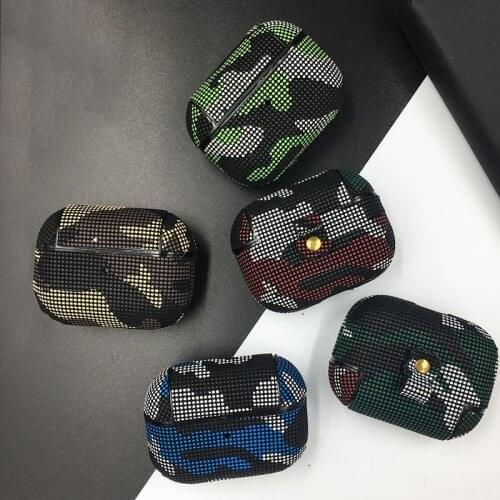 Retro Camouflage Leather Skin Case For Apple Airpods Pro Shockproof Protector Cover For AirPod Pro3 Wireless Headset Case Capa