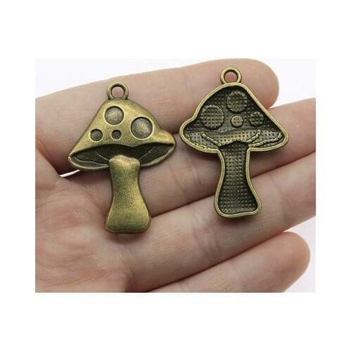 5PCS/Lot 40x29mm Mushroom Charms Antique Bronze Color Plated Pendants Making DIY Handmade Tibetan Jewelry