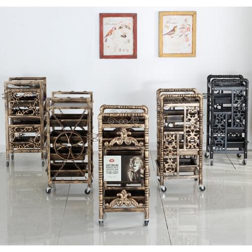 Retro stroller beauty salon dedicated bar car hair salon hairdressing rack barber shop hot dyeing cart tool cabinet