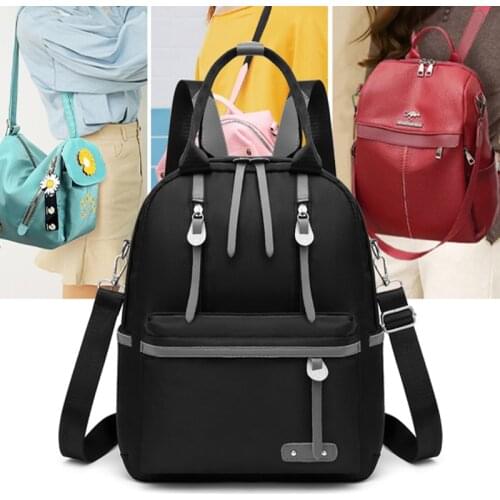 Black Oxford Backpack for Women Anti Theft Rucksack Casual Lady Waterproof Backpacks Canvas Softback Bagpacks New Female Mochila