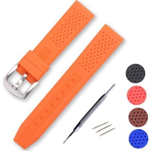 16 18 20 22 24mm Breathable Waterproof Soft Rubber Watchband Silicone Watch Strap Band Bracelet And Thicken Clasp