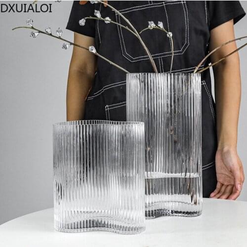 DXUIALOI Nordic creative transparent glass vase housewarming gift home living room desktop flower arrangement vase decoration