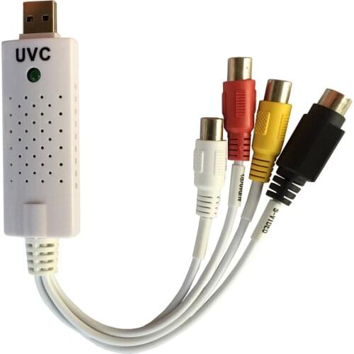 UVC USB2.0 Video audio capture card for windows mac, convert analog TV, VHS, Hi8, Camcorder, DVD player to computer, 720P