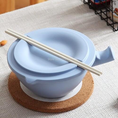 Japanese Style Instant Noodles Bamboo Bowls Set Students Lunch Box 6.5 Inch Rice Soup Fruit Drained Bowl With Lid,Chopsticks