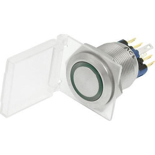 Green LED Waterproof Hand Button Switch 12V 6 Screw Terminals