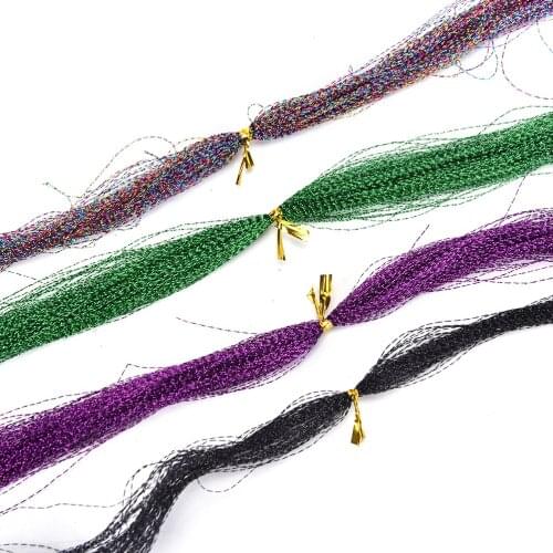 1pcs (100 roots) Pearl Sparkle Flash Crystal Tinsel Fly Tying Material Saltwater Colorful Streamer Bait Fish Lures