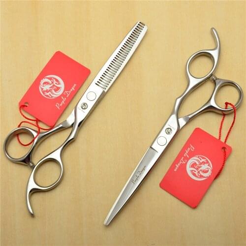 2Pcs 5.5''/6''/6.5'' Z1006 Purple Dragon Cutting Scissors+Thinning Shears Human Hair Hairdressing Scissors Dogs Cats Pets Shears
