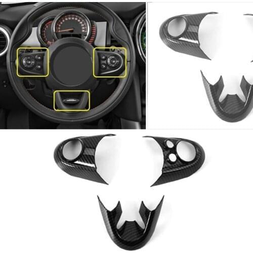 3Pcs Carbon Fiber Car Steering Wheel Decoration Frame Cover Sticker Trim For BMW MINI Cooper F55 F56 2016 2017 2018 2019 2020