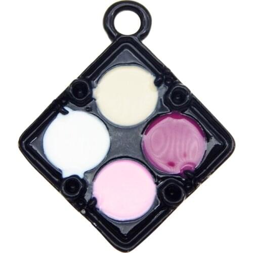 4pcs Zinc Alloy Makeup Charms Pendant For Jewelry DIY Findings Rhombus Multicolor Blusher Enamel In Handmade Necklace Earrings