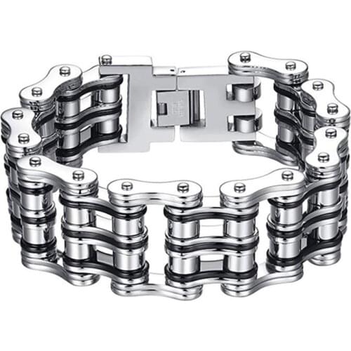 24mm Large Heavy Cool Punk 316L Stainless Steel Bike Bracelets Jewelry Men Biker Bicycle Motorcycle Chain Mens Bracelets&Bangles