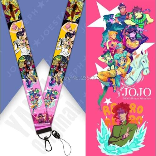 10 pcs/lot Anime JoJos Bizarre Adventure phone lanyard phone straps Joseph Brando keychain key chain rope keyring key ring strap