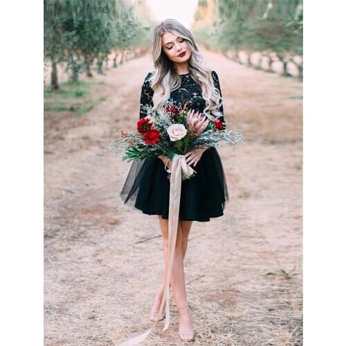 Black Homecoming Dress Cute Mini Length Simple Lace Two Pieces For Photography Shoot Cocktail Party Dress vestidos de graduación