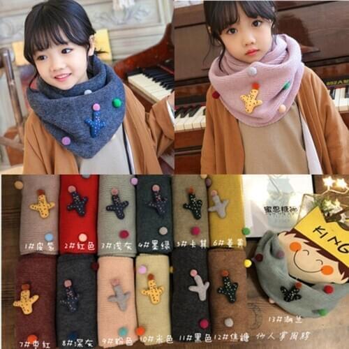 Шарф детский Boys Girls Winter Scarf Ring Kids Fashion Cactus Balls Warm Knitted Children Scarf Collar Neck Ring bufanda szalik