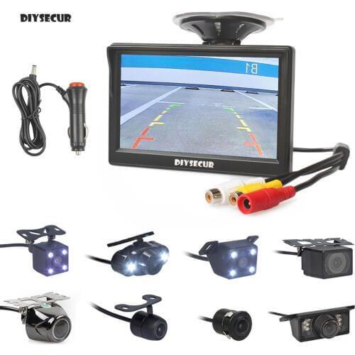 DIYSECUR 5" Car Rearview Monitor Auto Parking Vedio + LED Night Vision Backup Reverse Camera HD Car Rear View Camera