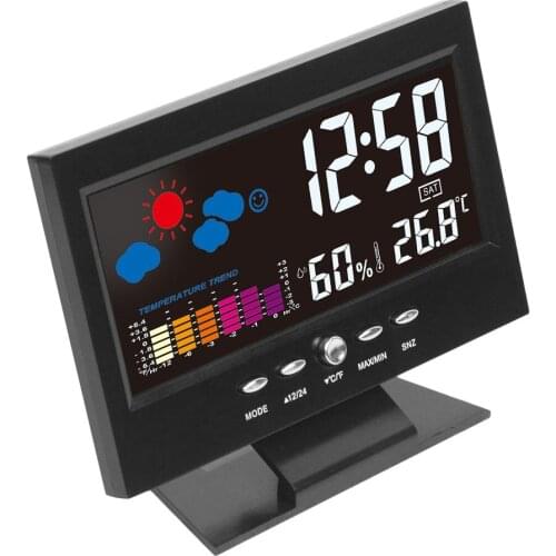 Electronic Digital LCD Temperature Humidity Monitor Clock Thermometer Hygrometer Electronic Indoor Home Weather Forecast Clock