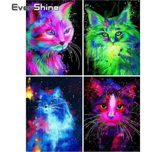EverShine Diamond Embroidery Cat 5D Picture Of Rhinestones Diamond Painting Animals New Arrival Needlework Cross Stitch Kits