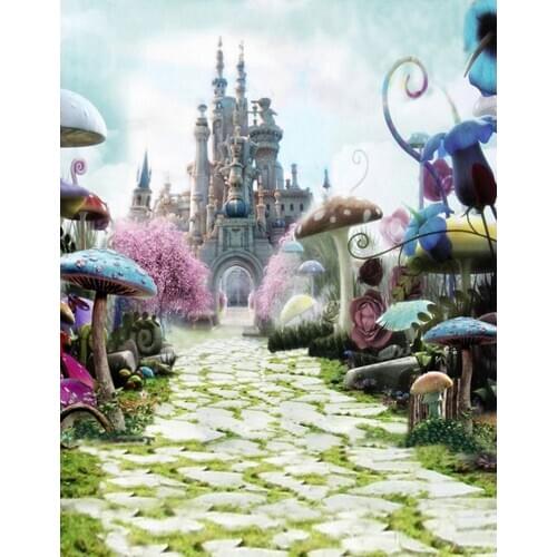 5x7ft Cartoon Castle Mushroom Photography Backdrops Photo Props Studio Background