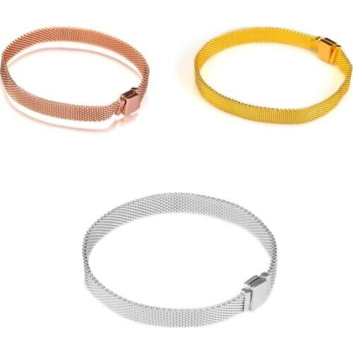 GPY Bracelet Flat Link Gold Rose Silver Bracelets Women Pulseira Hombre Feminina Masculina Pulseras Silver 925 Sterling jewelry