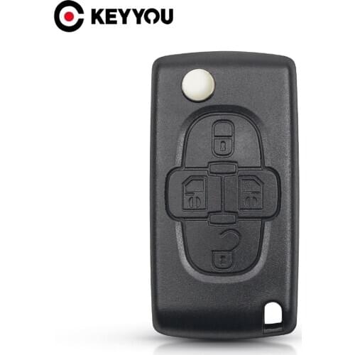 KEYYOU Flip Car Key Shell For Peugeot 206 407 307 607 For Citroen C2 C3 C4 C5 C6 Berlingo CE0523 CE0536 Remote Key Case 4 Button