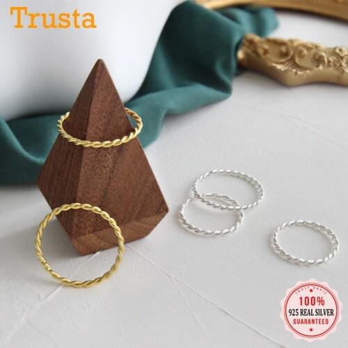 Trustdavis Authentic 925 Sterling Silver Minimalist Fashion INS Twist Finger Ring For Women Wedding Party Fine Jewelry DA145
