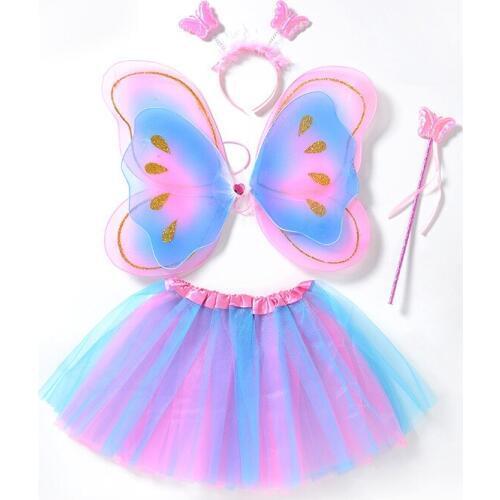 Halloween butterfly wings suit children performance props rainbow tutu skirt performance costume