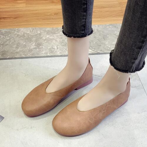 Leather Shoes For Women Loafers comfortable Shoes Women Shoes Pure color Shallow Slip On Casual Breathable Flat Shoes U25-35