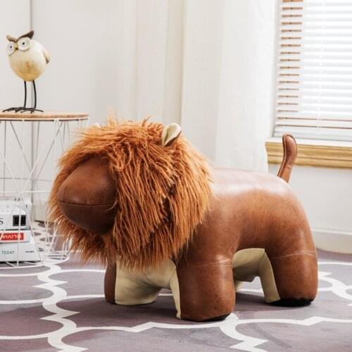 Creative Leather Stool Sofa Stool Animal Stool Childrens Riding Giant Lion Kids Room Furniture