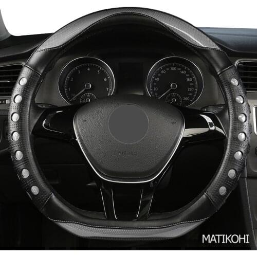 MATIKOHI Carbon Fiber Leather Car Steering Wheel Cover For Ford Focus 2 3 MK2 Fiesta Fusion Mondeo MK4 Kuga Ranger F150