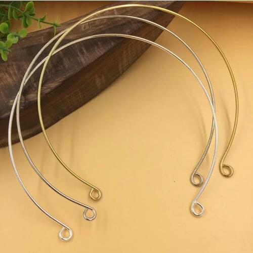 5pc Metal Wire Circle Adjustable Headband Bezel with Clasp Ring for DIY Jewelry Making Metal Choker Collar 150mm Hoop Supplier