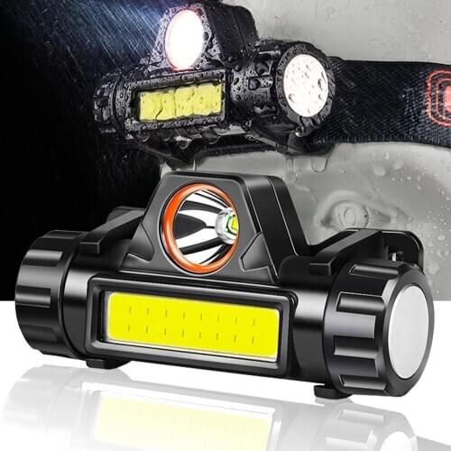 Mini XPE+COB LED Headlamp Portable Torch Lamp Built-in USB Rechargable 18650 Battery Lanterm Outdoor Camping Hiking Night Light