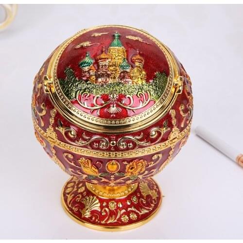 Multi-Functional Creative Ashtray European Style Ashtray Living Room Metal Living Room KTV Office Home with Lid