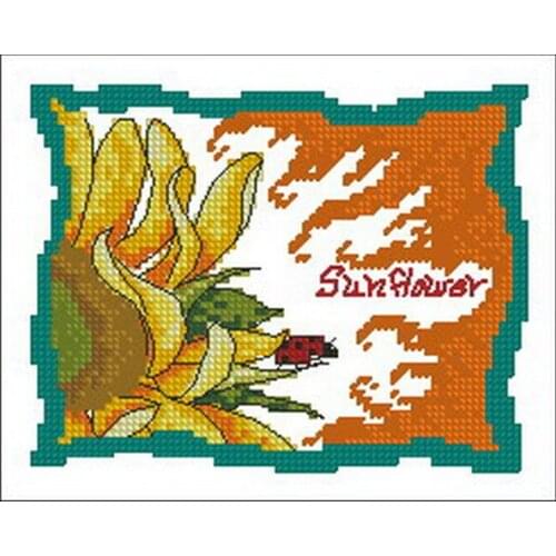 Cross stitch Handmade 14CT Counted Canvas DIY,Cross-stitch kits,Embroidery LSunflower scenery 4-23-21
