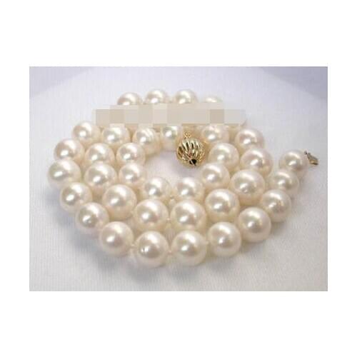 Natural round 10-11mm white pearls necklace