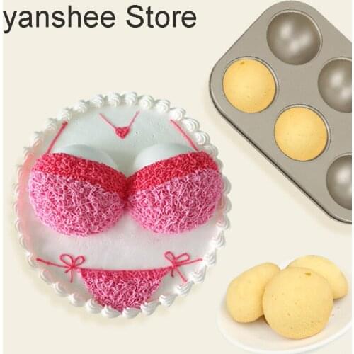 Cake semi-circular 6-in-1 mold, Kitchen Baking tool tray, chocolate non stick carbon stainless steel, birthday decorations