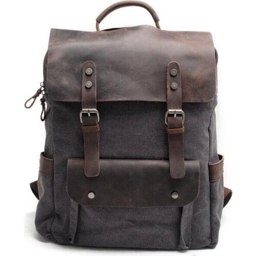 Hot New Multifunction Fashion Men Backpack Vintage Canvas Backpack Leather School Bag Neutral Portable Wearproof Travel Bag