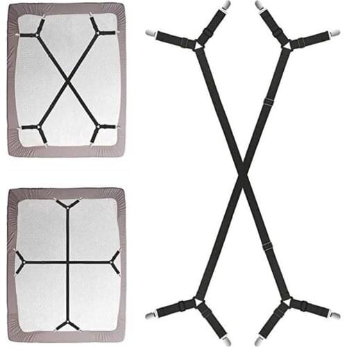 Adjustable Bed Sheet Fastener Straps Clippers Clips Holder Kit Gripper Fitted 1 Set Crisscross Home Textiles Organize