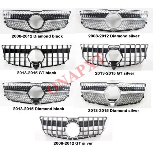 For Mercedes-Benz GLK X204 2008-2015 Car styling Middle grille ABS plastic Silver Black front bumper grill Auto Center Grille