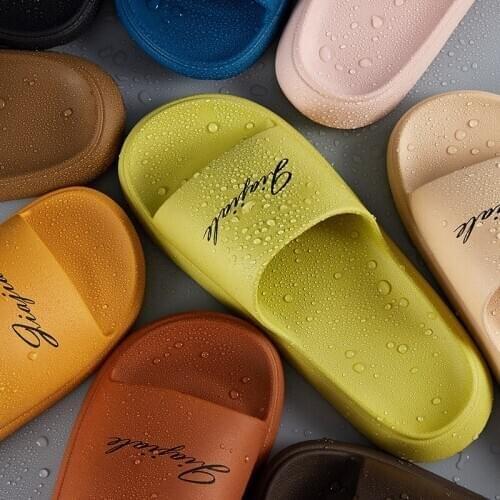 2021 New Slippers Summer Couple Simple Solid Color Home Slippers Female Non-slip Wear-Resistant Indoor Sandals and Slippers Male