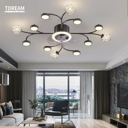 Modern Ceiling Fan with Lamp Remote Control Living Room Bedroom Interior Lighting Home Decor LED Adjustable Fan Lamp