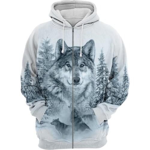 Wolf Frozen Totem 3D All Print Plus Hoodie Man Women Harajuku Outwear Zipper Pullover Sweatshirt Casual Unisex Jacket