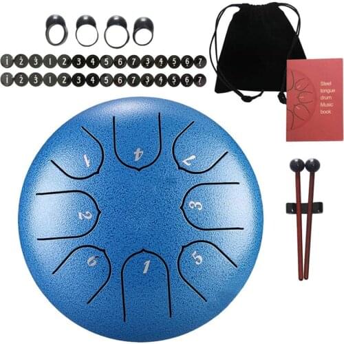 Ethereal Drum 6 Inch Steel Tongue Drum 8 Tune Hand Pan Drum Tank Hang Drum With Drumsticks Carrying Bag Percussion Instruments