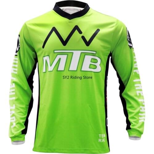 YBM Green MX DH ATV Mountain MTB Jersey Cycling Downhill Bike Shirts Motocross Long Sleeve Maillot Ciclismo