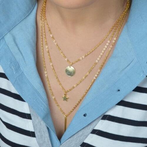 Present 2018 New star pentagram Necklaces & Pendants colar feminino For women Pendant Necklaces Prayer Jewelry Friend Gift