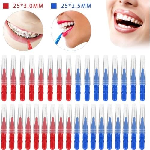 50pc 2.5/3mm Interdental Brush Soft Dental Tooth Floss Oral Hygiene Toothpick Orthodontic Dental Teeth Brush Interdental Cleaner
