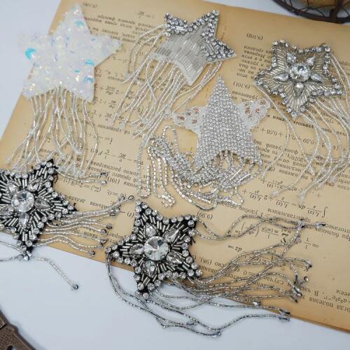 Stars hanging beads rhinestone cloth stickers DIY brooch jewelry shoulder flower bag sweater coat decorative