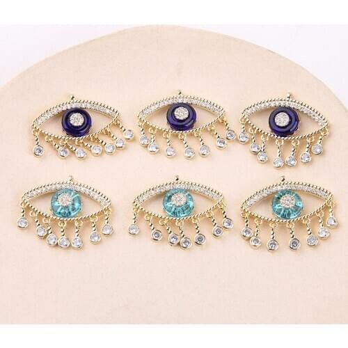 1pcs New Fashion Ladies Earrings For Women Copper Plating Zircon Rhinestone Eye Demon Eye Pendant Diy Jewelry Necklaces Bracelet