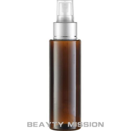 100ML Brown Flat Shoulder Plastic Spray Bottle , 100CC Empty Cosmetic Container , Toner / Water Travel Packaging Bottle