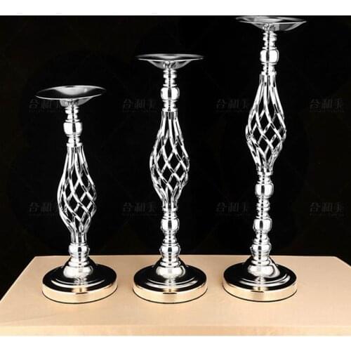 4pcs/Lot Metal Gold Silver Candle Holders Table Candlestick For Wedding Candelabra Flowers Vases