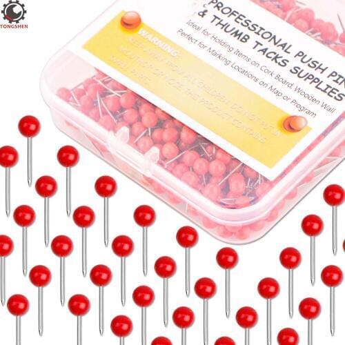 500pcs Map Tacks 1/8-Inch Beads Head Map Marking Push Pins Round Plastic Head Steel Point Push Pins Map Thumb Tacks Pin